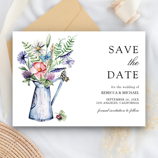 Reserve A Data Casamento Floral de Flores Silvestres Boho Rústico (Criador carregado)