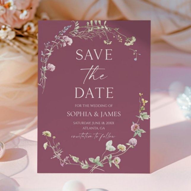 Reserve A Data Casamento Floral de Flores Silvestres Elegantes (Criador carregado)