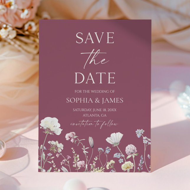 Reserve A Data Casamento Floral de Flores Silvestres Elegantes (Criador carregado)