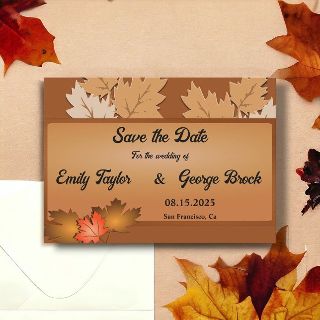 Reserve A Data Casamento Floral de Folhas de Outono Rústico Elega (Criador carregado)