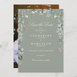 Reserve A Data Casamento Floral de Foto de Sage Green Wildflower