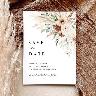 Reserve A Data Casamento Floral de Grama Pampas Boho