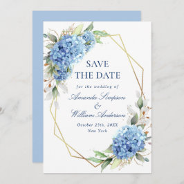 Reserve A Data Casamento Floral de Hydrangea Azul Elegante