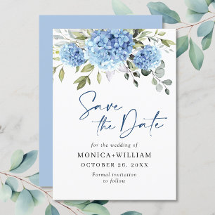 Reserve A Data Casamento Floral de Hydrangea Azul Elegante