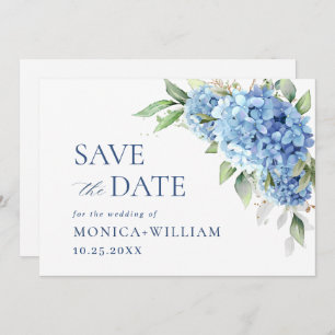 Reserve A Data Casamento Floral de Hydrangea Azul Elegante