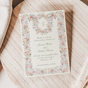Reserve A Data Casamento Floral de Jardim de Algodão