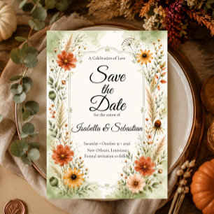 Reserve A Data Casamento Floral de Jardim de Outono Atemporal