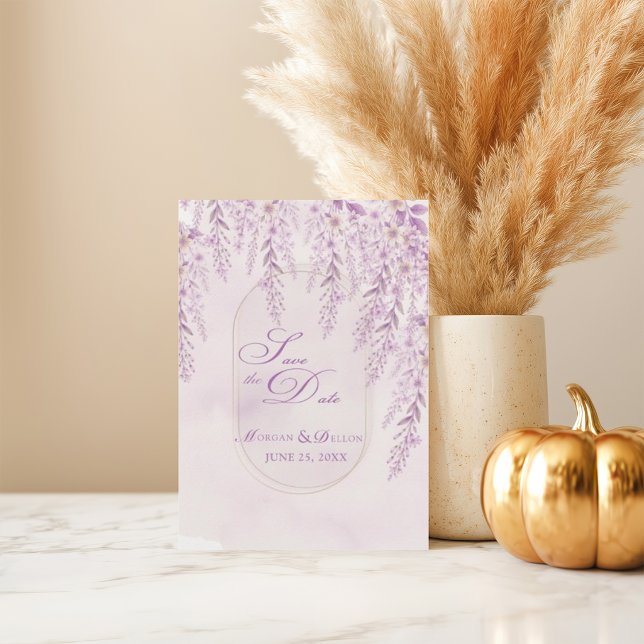 Reserve A Data Casamento Floral de Lavanda com Código QR em Tom R (Criador carregado)