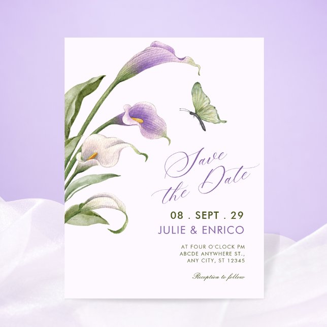 Reserve A Data Casamento floral de lírio roxo (Criador carregado)