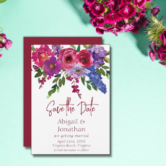 Reserve A Data Casamento Floral de Magenta e Flores Roxas