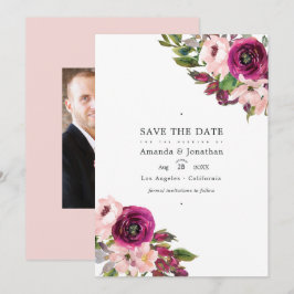 Reserve A Data Casamento Floral de Marsala e Aquarela