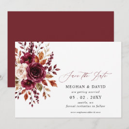 Reserve A Data Casamento Floral de Outono Boho Elegante Burgundy