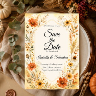 Reserve A Data Casamento Floral de Outono Elegante