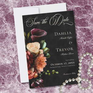Reserve A Data Casamento Floral de Outono Elegante e Escuro