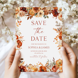 Reserve A Data Casamento Floral de Outono Elegante Rústico