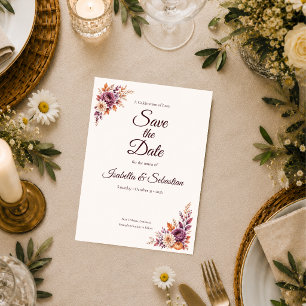 Reserve A Data Casamento Floral de Outono Rústico