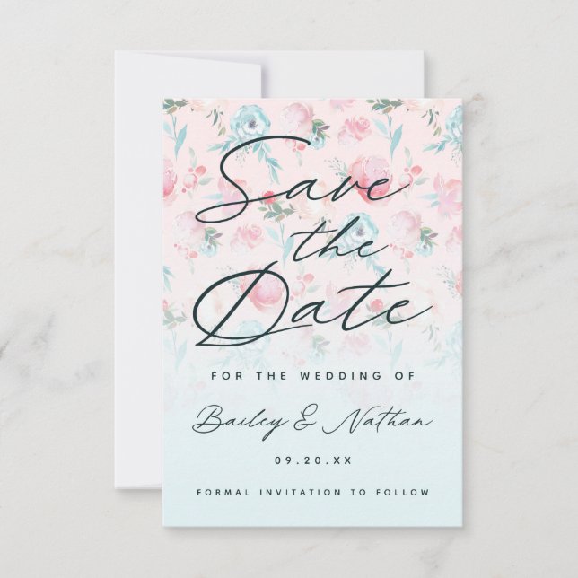 Reserve A Data Casamento Floral de Península Chic Pink Ombre (Frente)