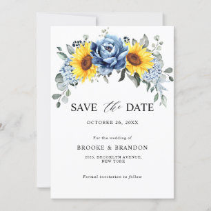 Reserve A Data Casamento Floral de Peônia em Azul Desbotado e Gir