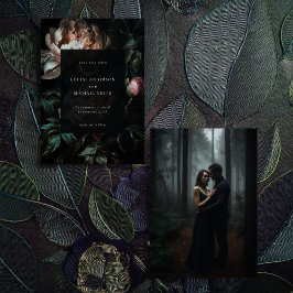 Reserve A Data Casamento Floral de Peônia Preta Romântica e Sombr