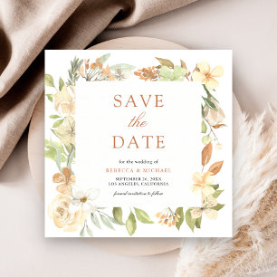 Reserve A Data Casamento Floral de Pêssego Suave Terroso Rústico