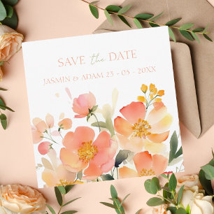Reserve A Data Casamento Floral de Pessegueira Laranja Moderna