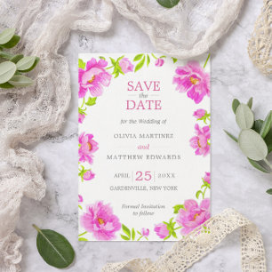 Reserve A Data Casamento Floral de Prata Rosa Salve a Data