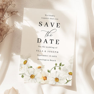 Reserve A Data Casamento Floral de Primavera Branco Encantador