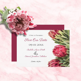 Reserve A Data Casamento Floral de Protea Rosa Botânica Tropical