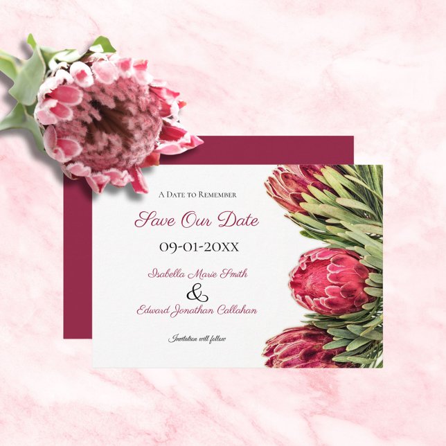 Reserve A Data Casamento Floral de Protea Rosa Botânica Tropical (Criador carregado)