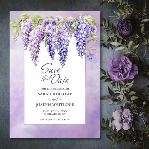 Reserve A Data Casamento Floral de Purple Wisteria Salvar a Data