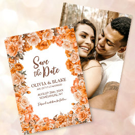Reserve A Data Casamento Floral de Rosa Laranja de Foto Personali