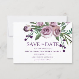 Reserve A Data Casamento Floral de Rosa Roxa Elegante