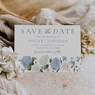 Reserve A Data Casamento Floral de Rosas Brancas de Hydrangea Azu