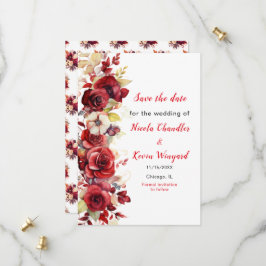Reserve A Data Casamento Floral de Rosas vermelhas Românticas