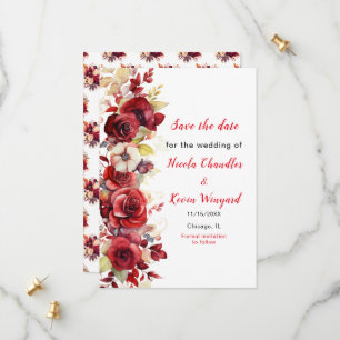 Reserve A Data Casamento Floral de Rosas vermelhas Românticas