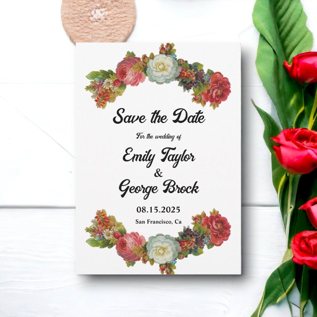 Reserve A Data Casamento Floral de Verão Botânico Russo Elegante (Criador carregado)