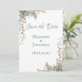 Reserve A Data Casamento Floral de Verdor Elegante Roteiro