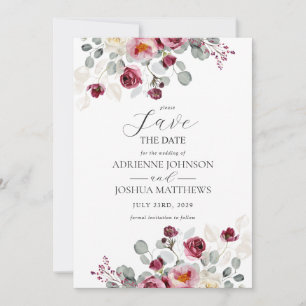 Reserve A Data Casamento Floral Delicado Blush & Burgundy
