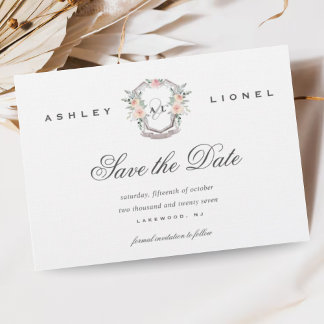 Reserve A Data Casamento Floral do Monograma Formal Clássico Eleg
