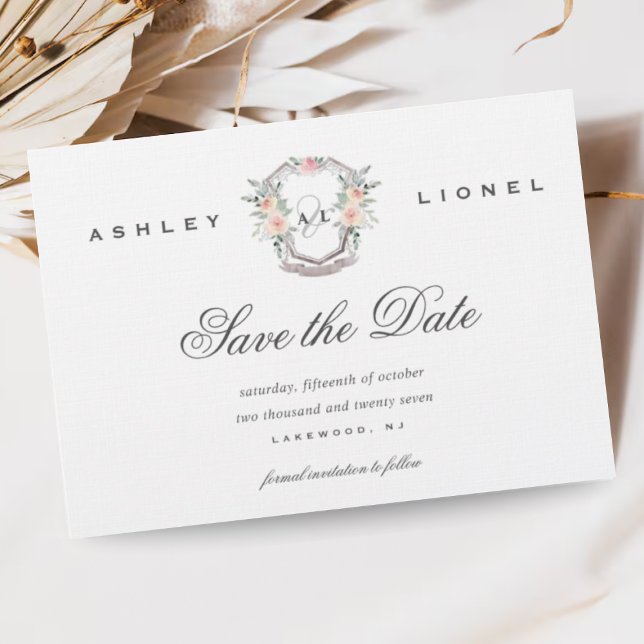 Reserve A Data Casamento Floral do Monograma Formal Clássico Eleg (Criador carregado)