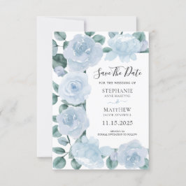 Reserve A Data Casamento Floral Dusty Blue Eucalyptus Watercolor