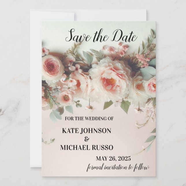 Reserve A Data Casamento Floral Elegante (Frente)