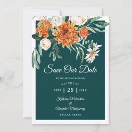 Reserve A Data Casamento Floral Elegante de Outono em Laranja Que