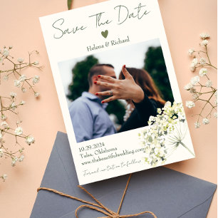 Reserve A Data Casamento Floral Elegante e com Vegetação