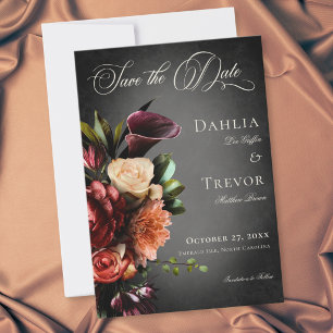 Reserve A Data Casamento Floral Elegante e Sombrio de Outono