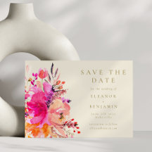 Casamento Floral Elegante em Aquarela Rosa Chic Mo