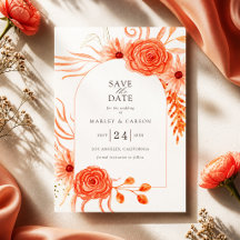 Casamento Floral Elegante Laranja Coral