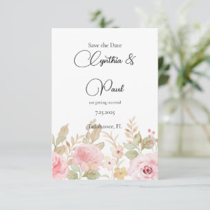 Reserve A Data Casamento Floral Elegante Personalizado