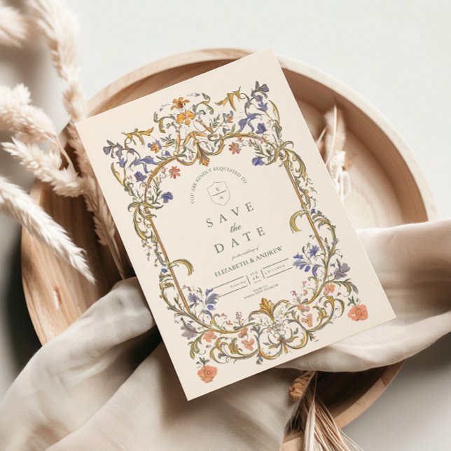 Reserve A Data Casamento Floral Elegante Vitoriano (Criador carregado)