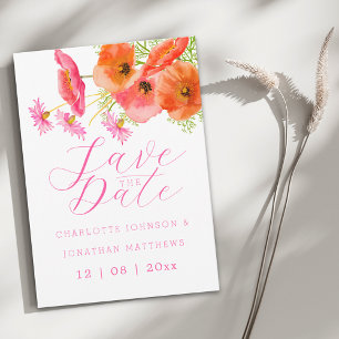 Reserve A Data Casamento Floral em Aquarela Boho Moderno Vibrante